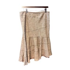 y2k dkny tan tiered midi skirt